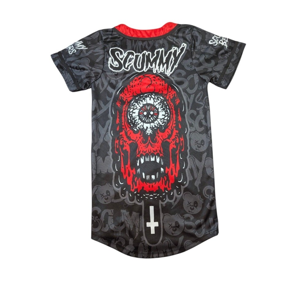 Scummy Bears Baseball Jersey XS Embroidered All Over Print Rave Goth Streetwear
